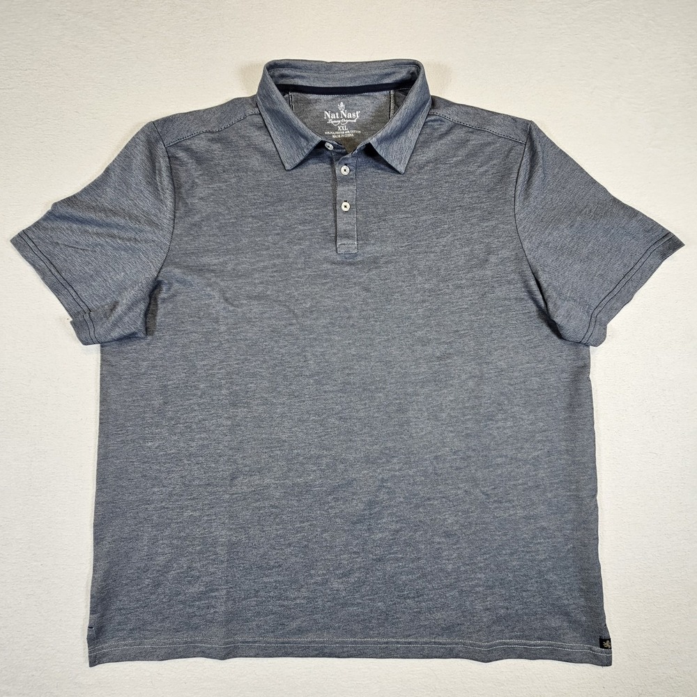 Nat Nast Shirt Mens 2XL XXlarge Luxury Originals Polo Blue 3-Button‎ Golf